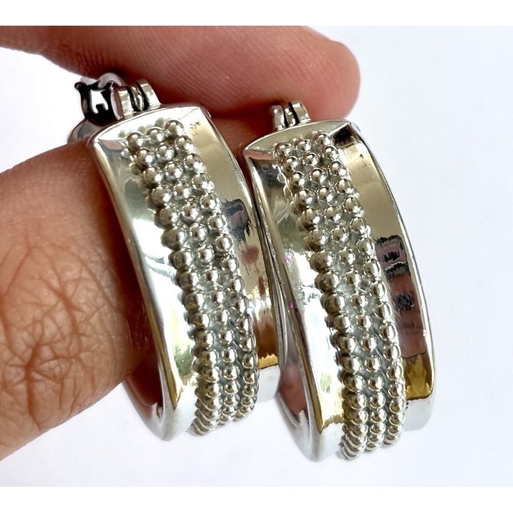 Arthur Court Aluminum Hoop Earrings 1.2 In Dot Texture Discontinued Jewelry